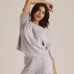 Soft Waffle Pyjama Oberteil - Eisgrau