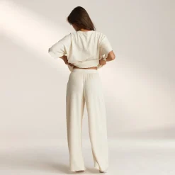 Soft Waffle Pyjama-Hose - Crèmefarbe