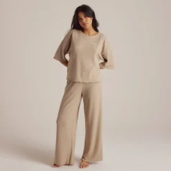 Soft Waffle Pyjama-Hose - Hellbraun