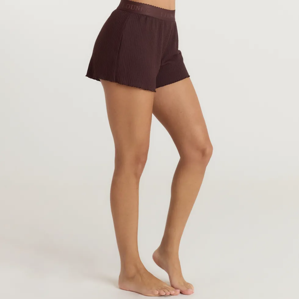 Soft Waffle Pyjama-Shorts - Dunkle Schokolade