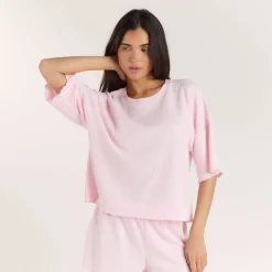 Soft Waffle Pyjama-Top - Rosa