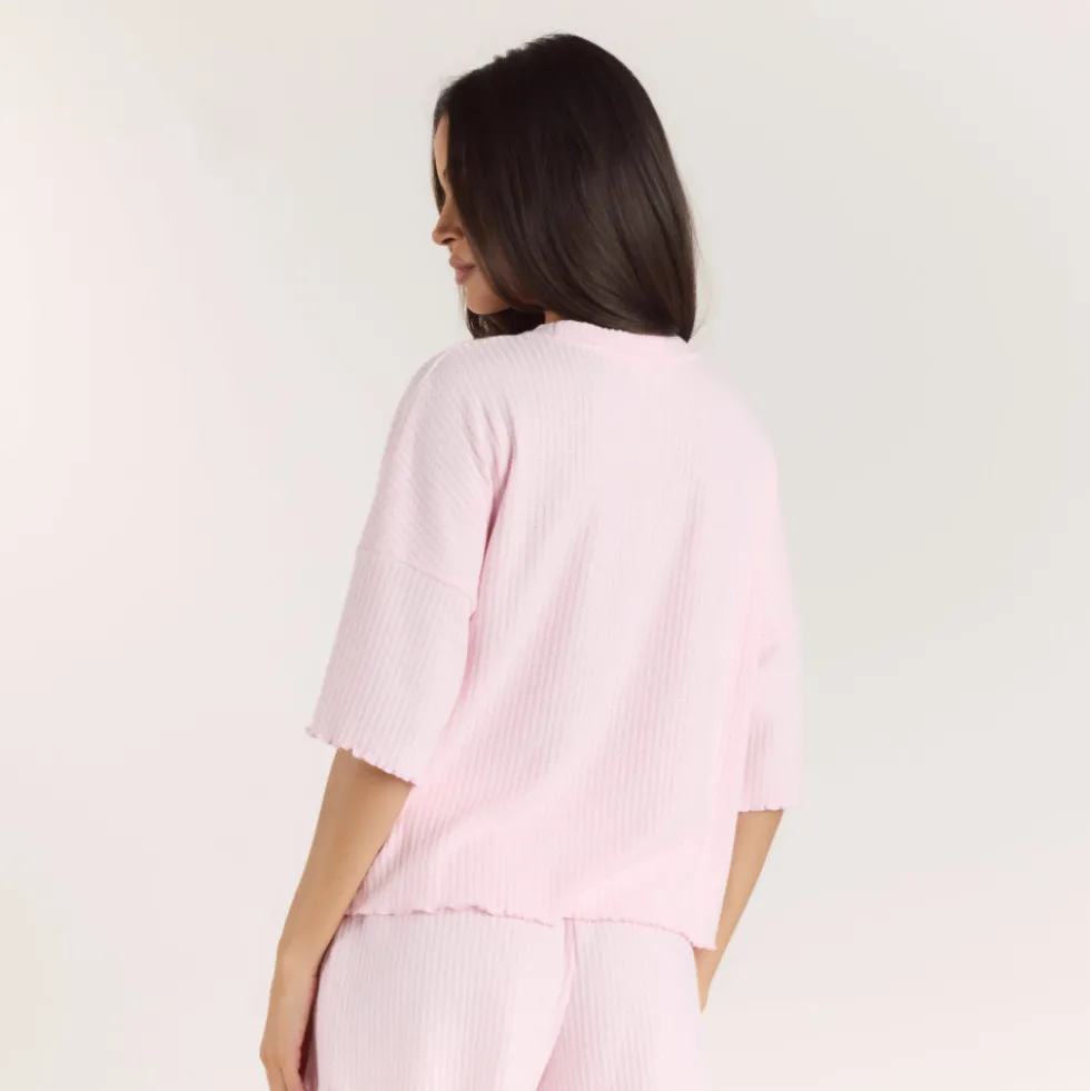 Soft Waffle Pyjama-Top - Rosa