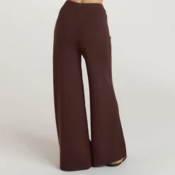 Strick-Jogginghose mit geripptem Saum - Schokolade