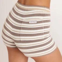 Strickshorts - Hellbraune Streifen
