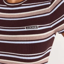 Strick-T-Shirt - Braune Streifen