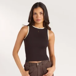 Strick-Vest Top - Schokolade