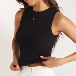 Strick-Vest Top - Schwarz