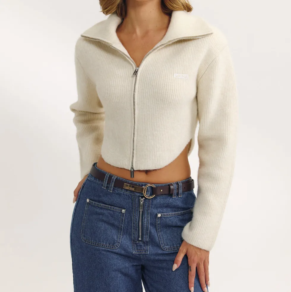 Strukturierte Strickjacke - Crèmefarben