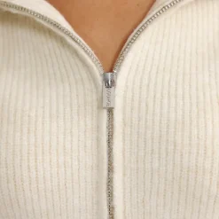 Strukturierte Strickjacke - Crèmefarben