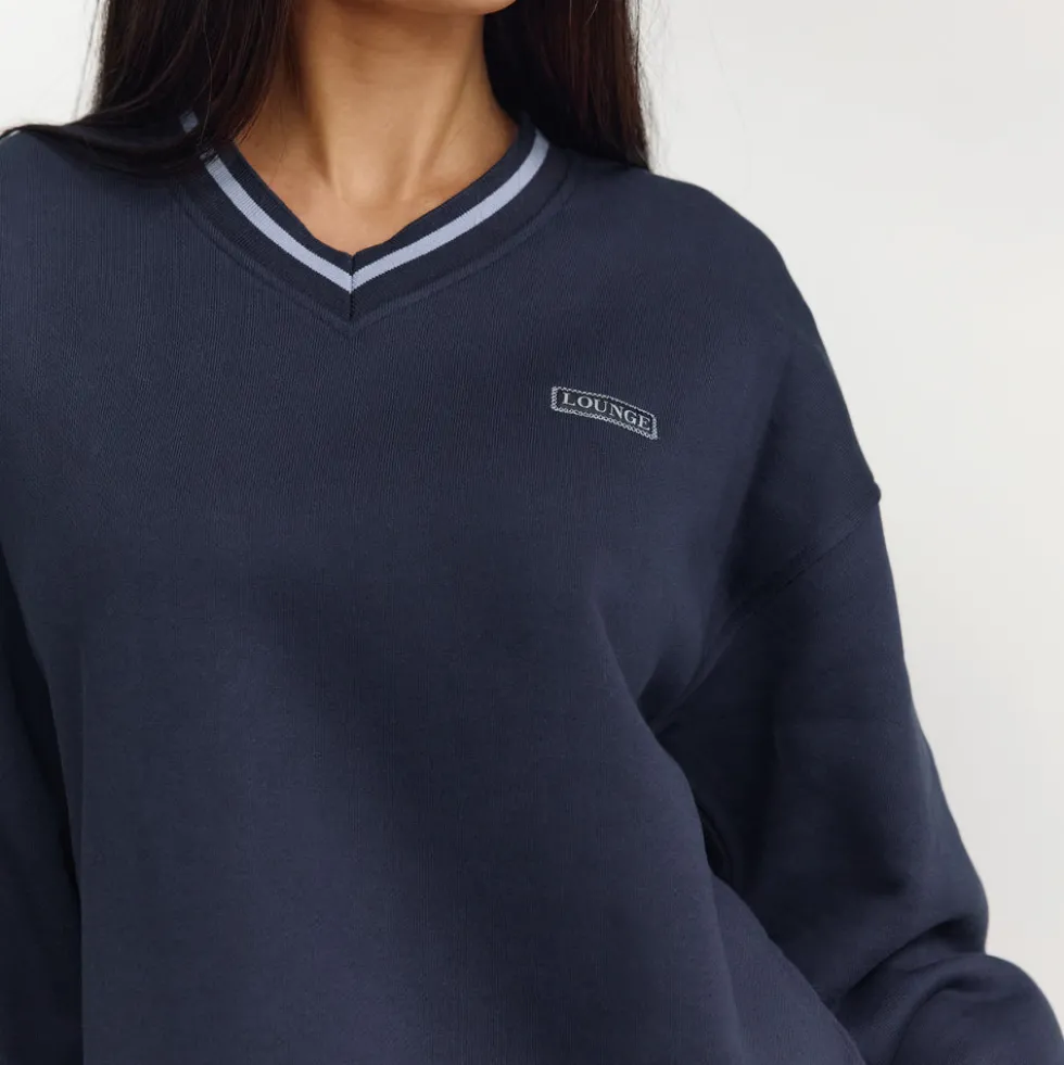 V-Neck Pullover - Dunkelblau