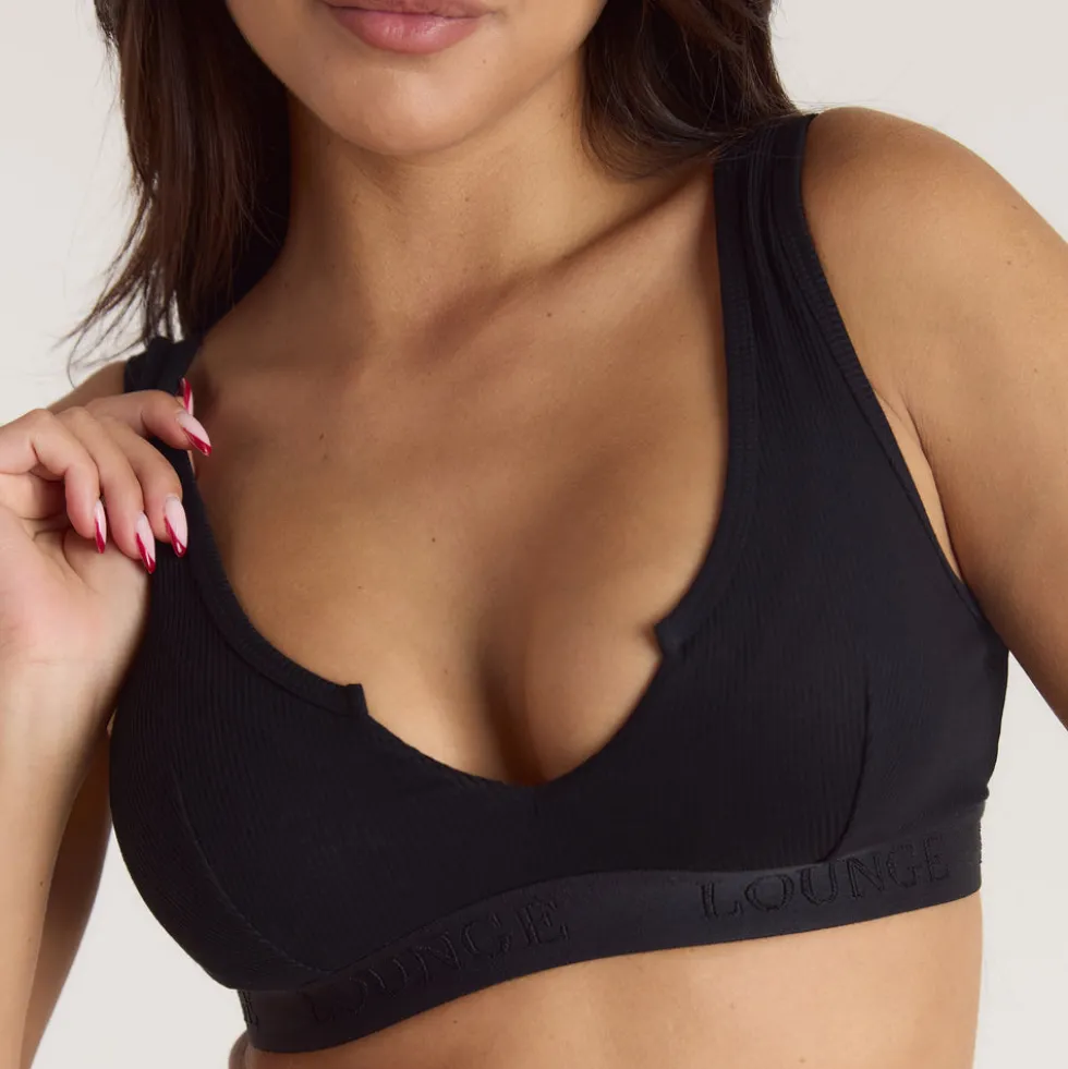 Weiches Geripptes Push-Up Bralette - Schwarz