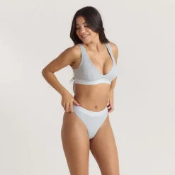 Weiches Geripptes Push-Up Bralette - Grauer Melange