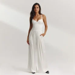 Weite Satinhose - Weissgrau