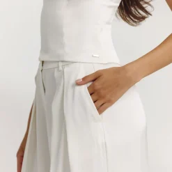 Weite Satinhose - Weissgrau