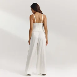 Weite Satinhose - Weissgrau