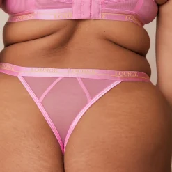 Zweifarbiges Blossom Balcony BH und String Set - Rosa